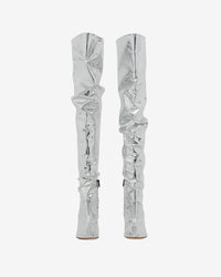 Eva Mirror 90 heeled thigh boots - Silver