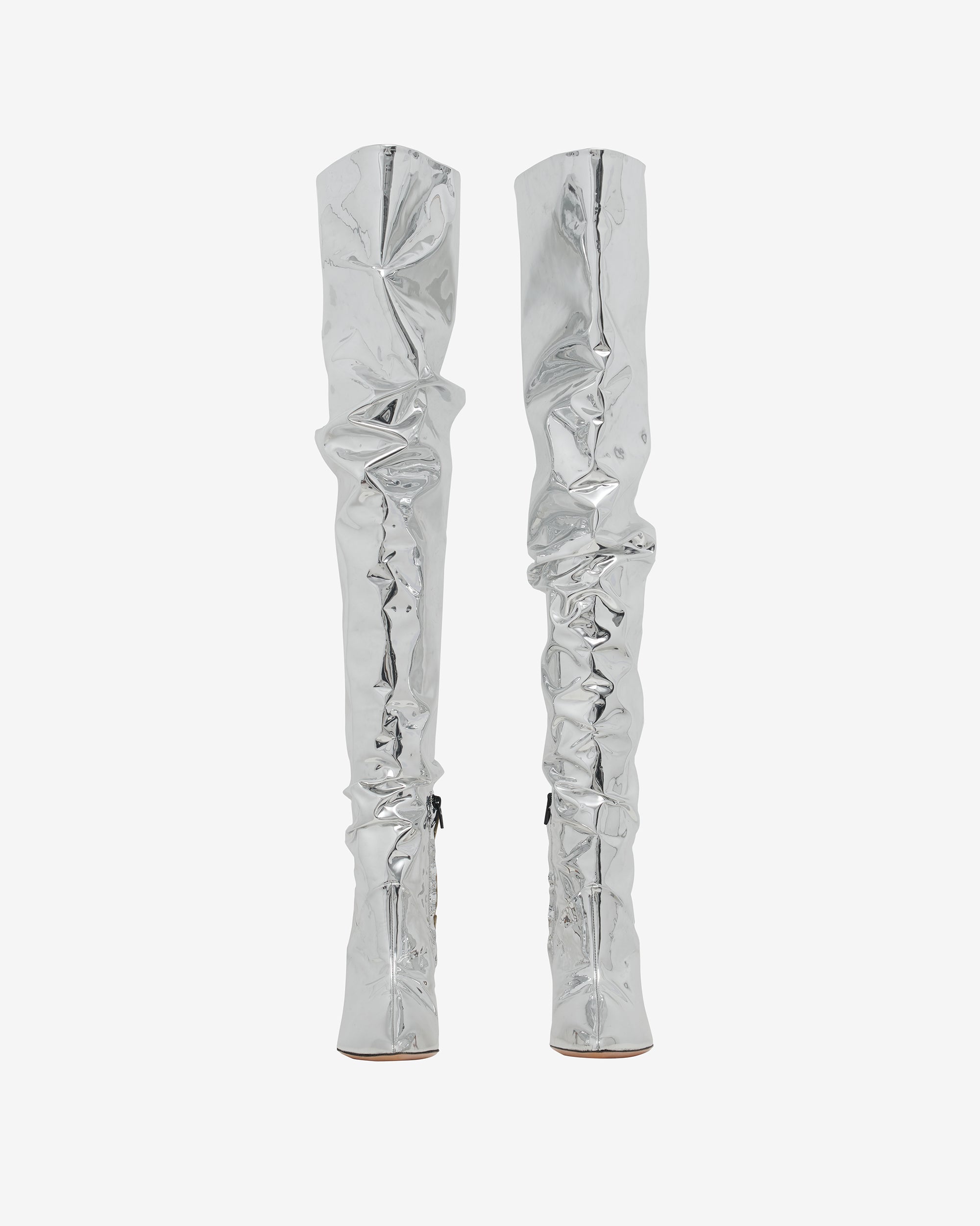Eva Mirror 90 heeled thigh boots - Silver