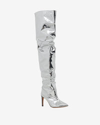 Eva Mirror 90 heeled thigh boots - Silver