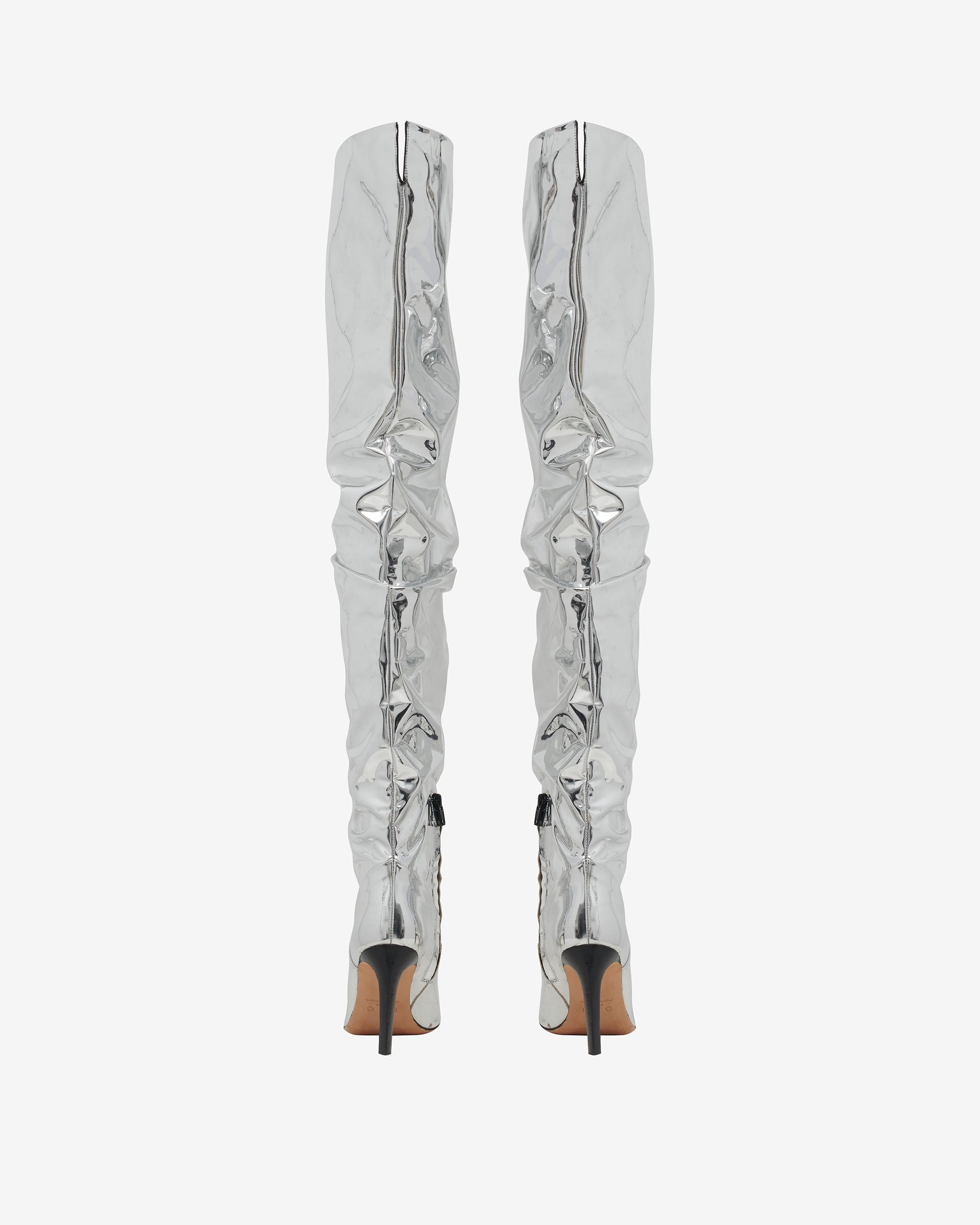 Eva Mirror 90 heeled thigh boots - Silver