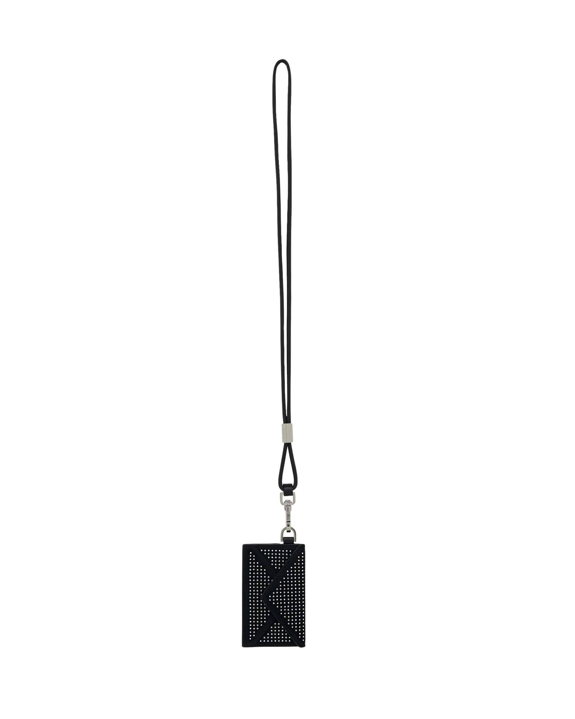 Louna leather card case - Black & Strass