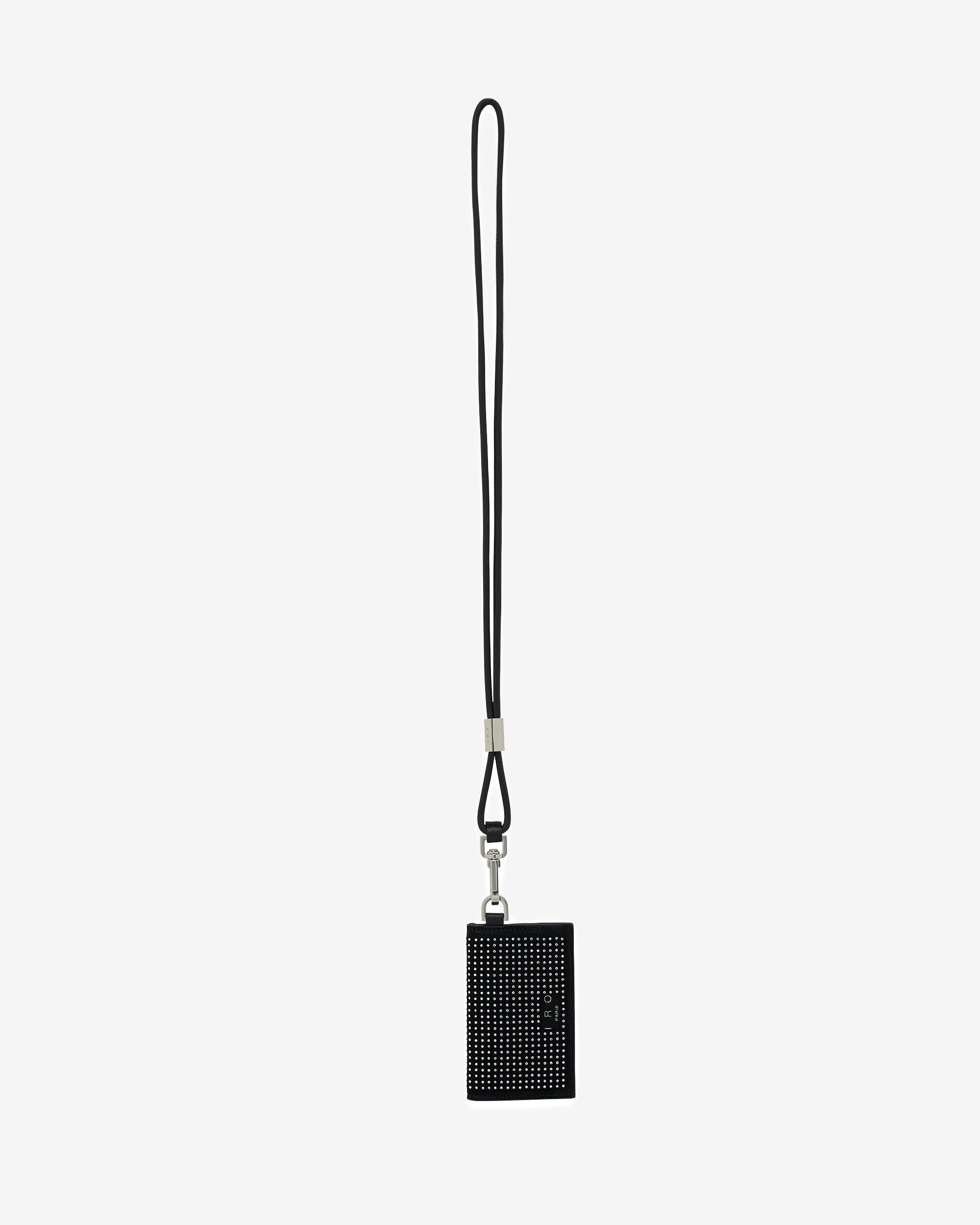 Louna leather card case - Black & Strass