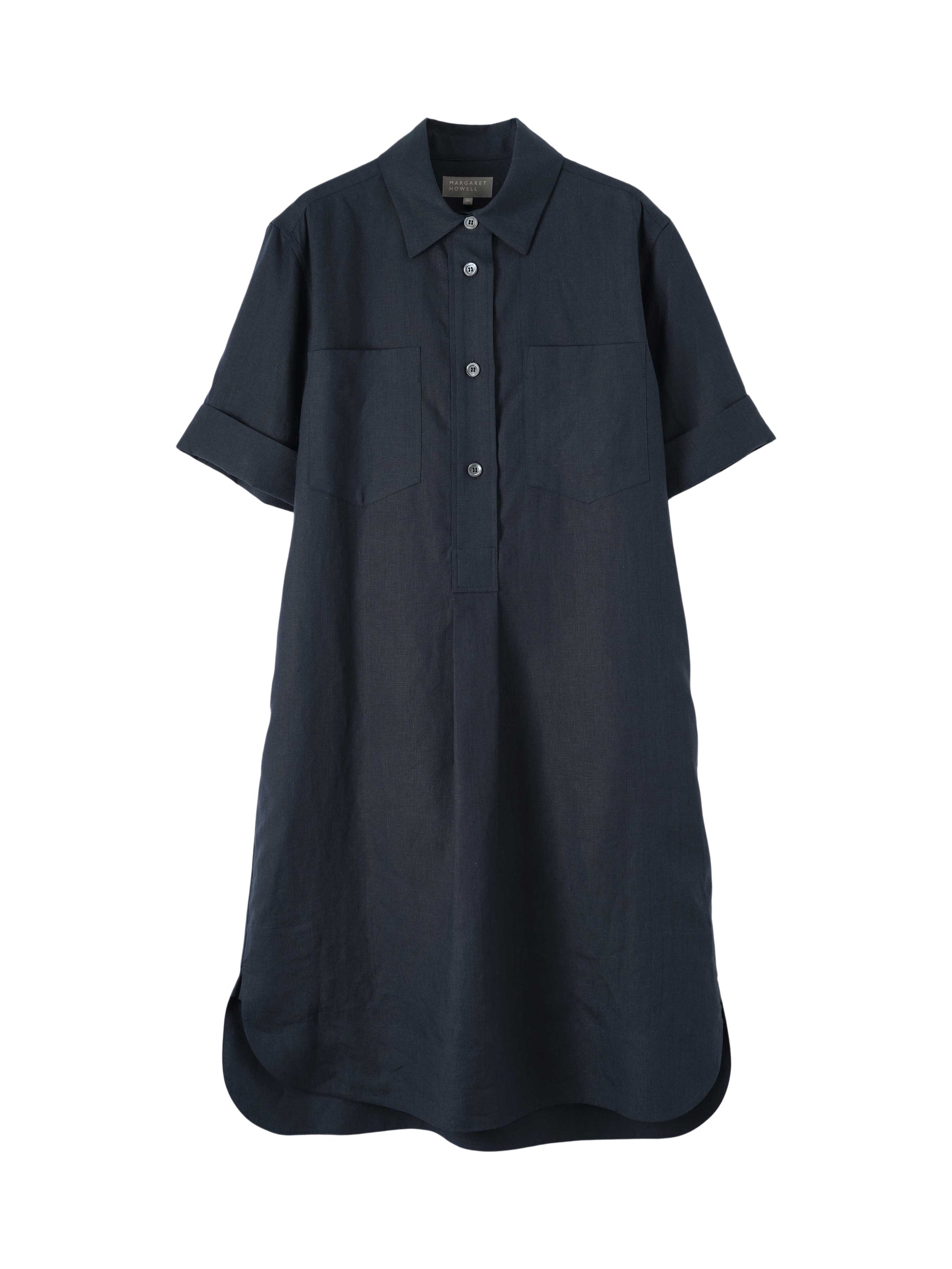 Robe-chemise manches courtes en lin - Navy