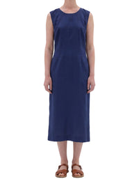 Robe boutonnée au dos en lin - Blue