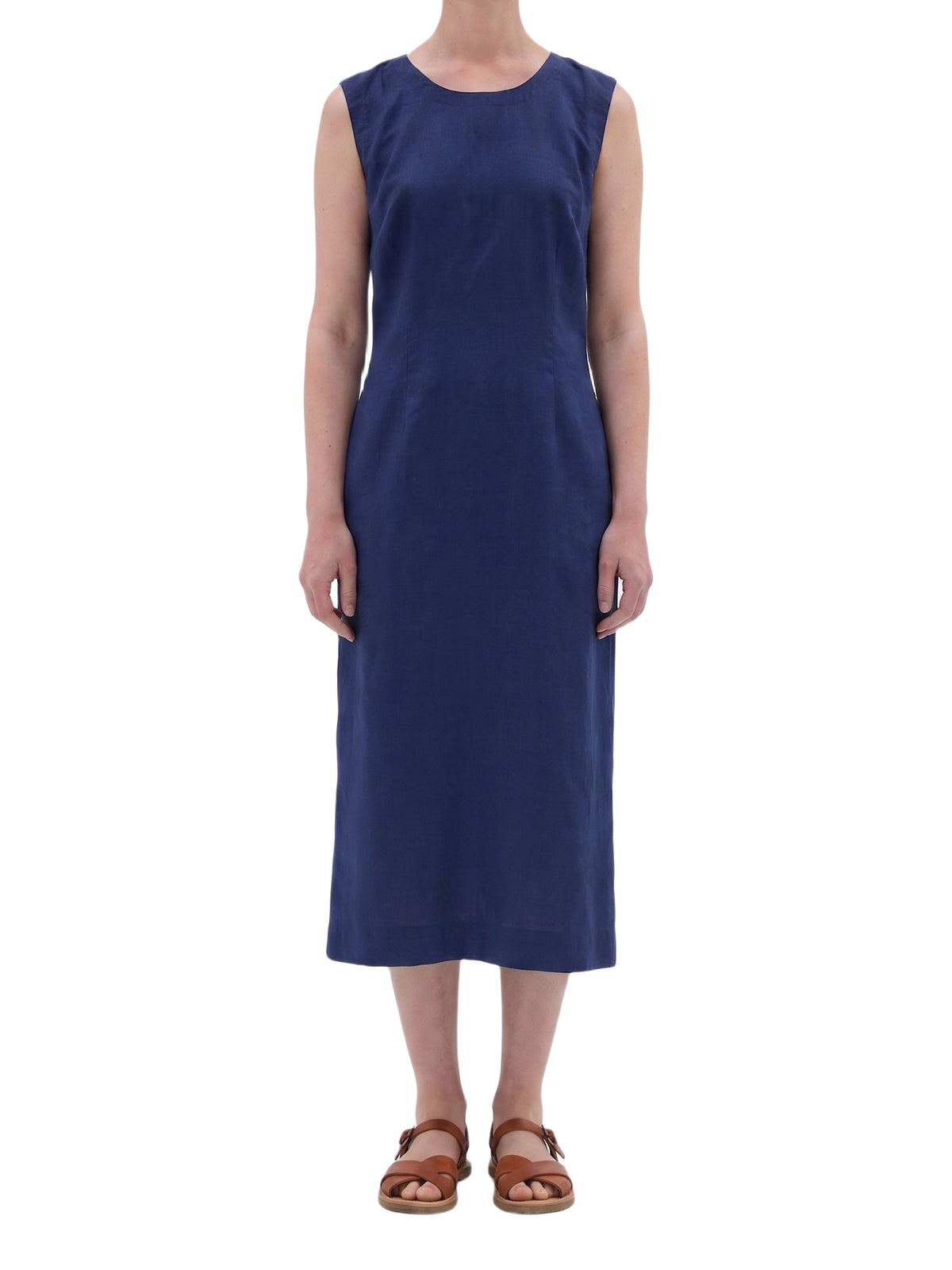 Robe boutonnée au dos en lin - Blue