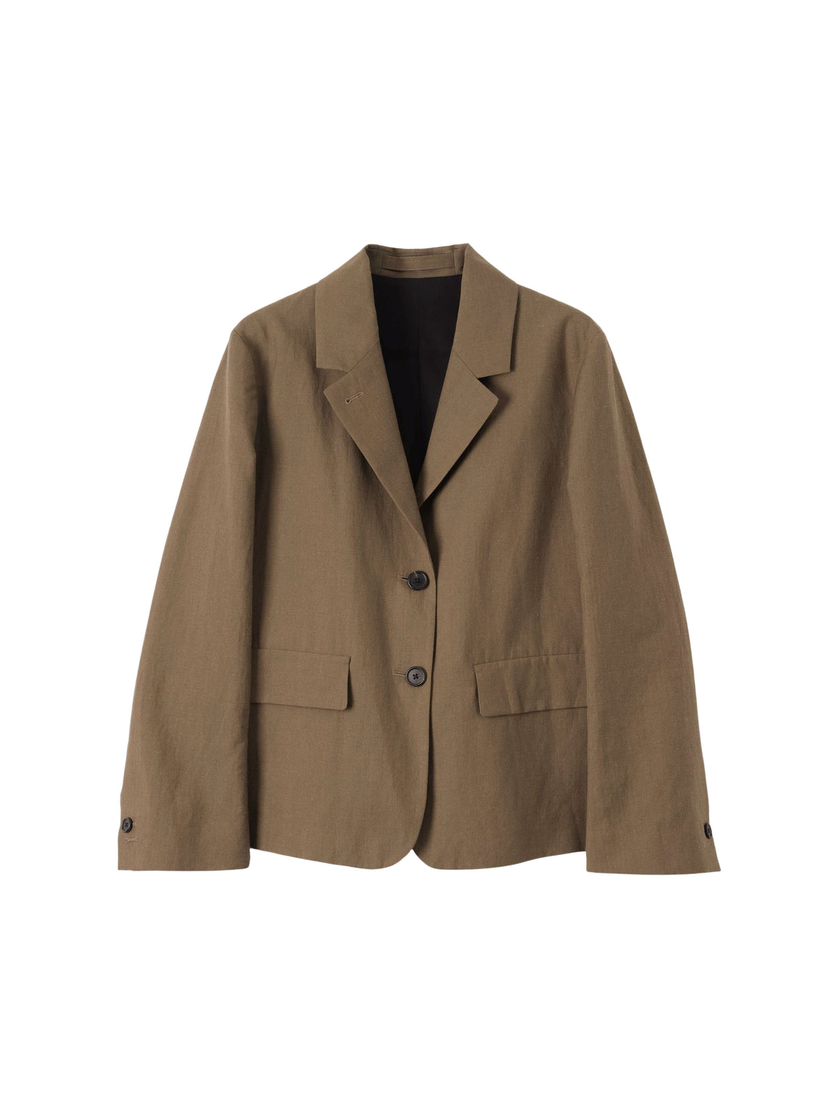 Blazer à poches à rabat en laine & lin - Beige & Brown
