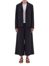 Blazer à poches à rabat en laine - Navy