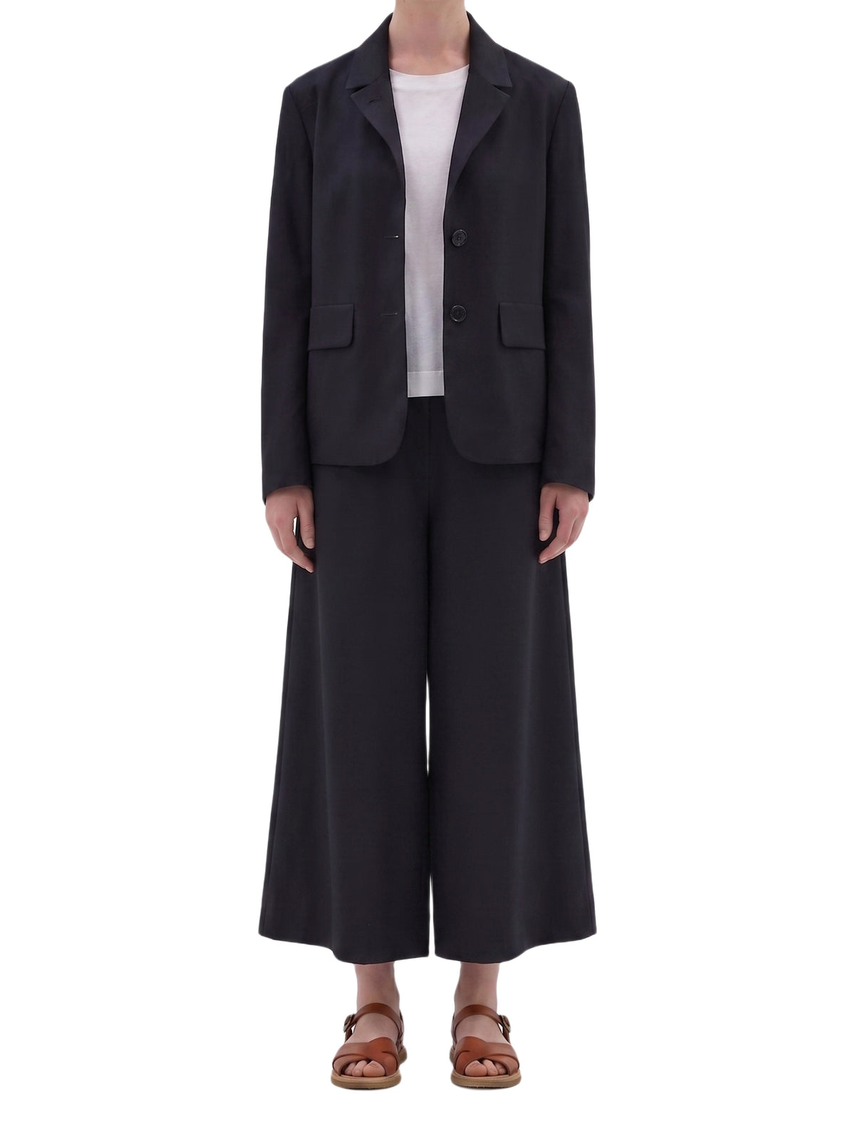 Blazer à poches à rabat en laine - Navy