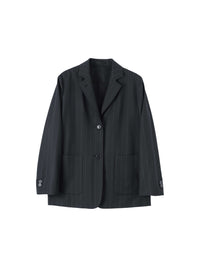 Blazer à fines rayures en laine - Black & Grey