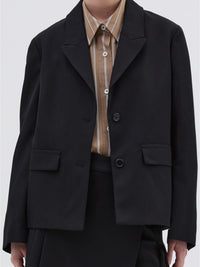 Wool blazer with pointed lapels - Black