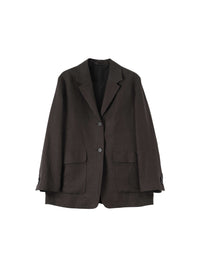Blazer à poches plaquées en lin - Brown