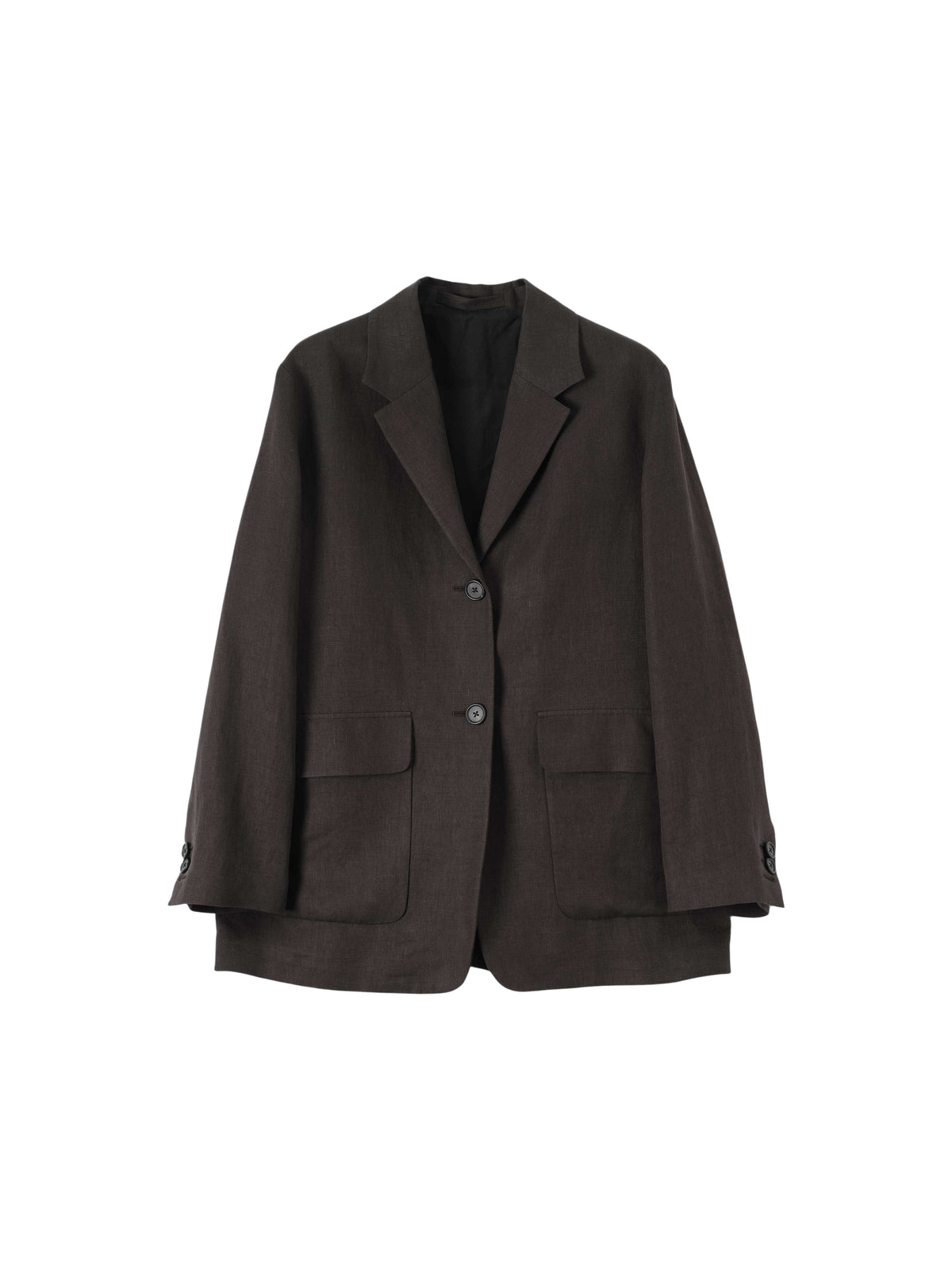 Blazer à poches plaquées en lin - Brown