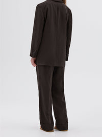 Blazer à poches plaquées en lin - Brown