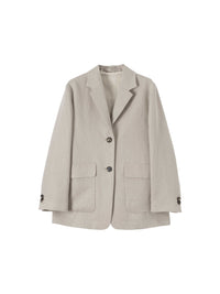 Blazer à poches plaquées en lin - Beige