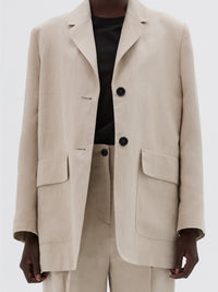 Blazer à poches plaquées en lin - Beige
