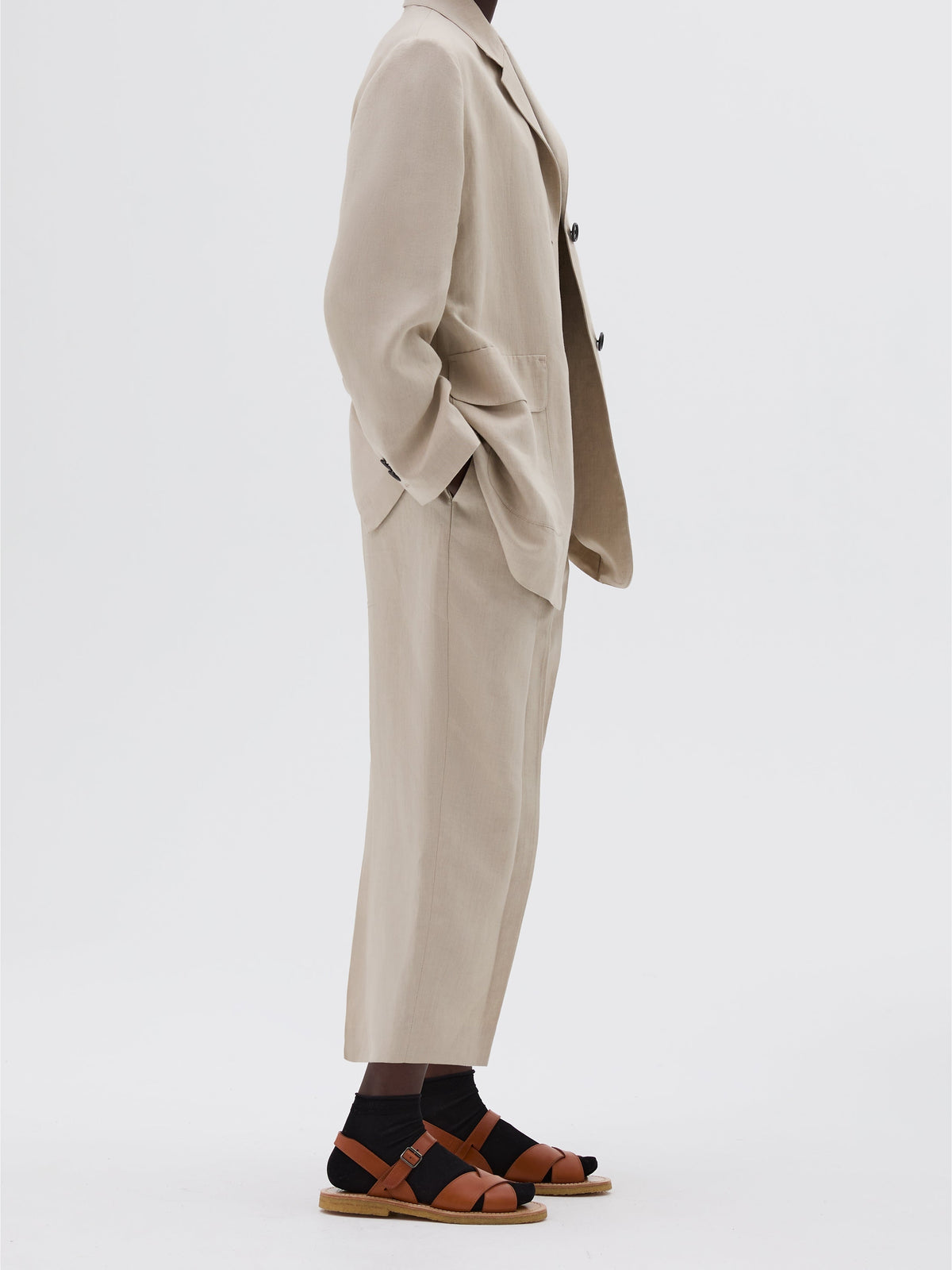 Blazer à poches plaquées en lin - Beige