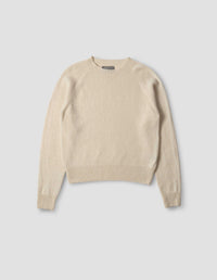 Pull col rond classique court - Beige
