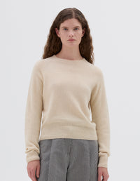 Pull col rond classique court - Beige