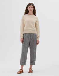 Pull col rond classique court - Beige