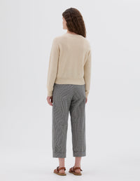 Pull col rond classique court - Beige