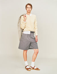 Pull col rond classique court - Beige