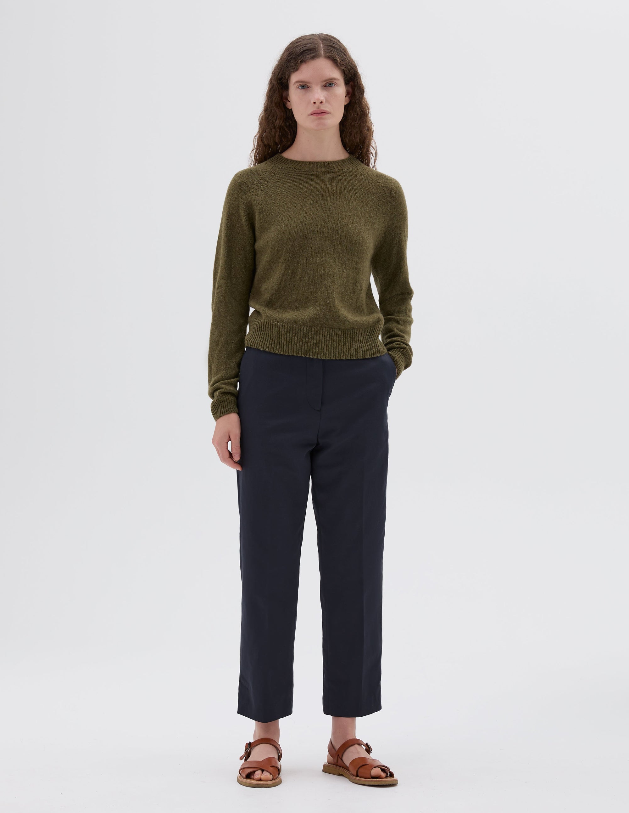 Pull col rond classique court - Green