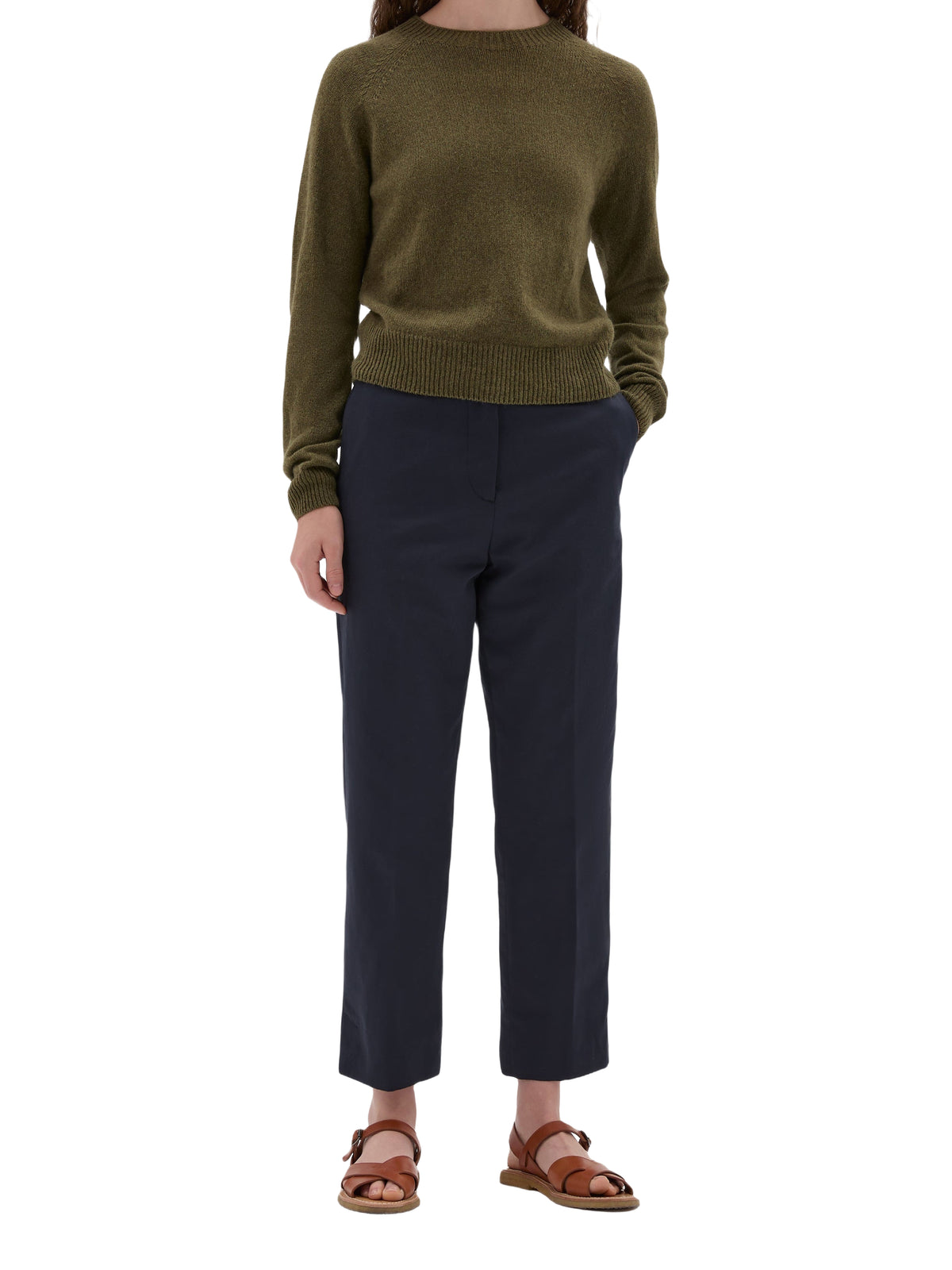 Pull col rond court en laine - Green