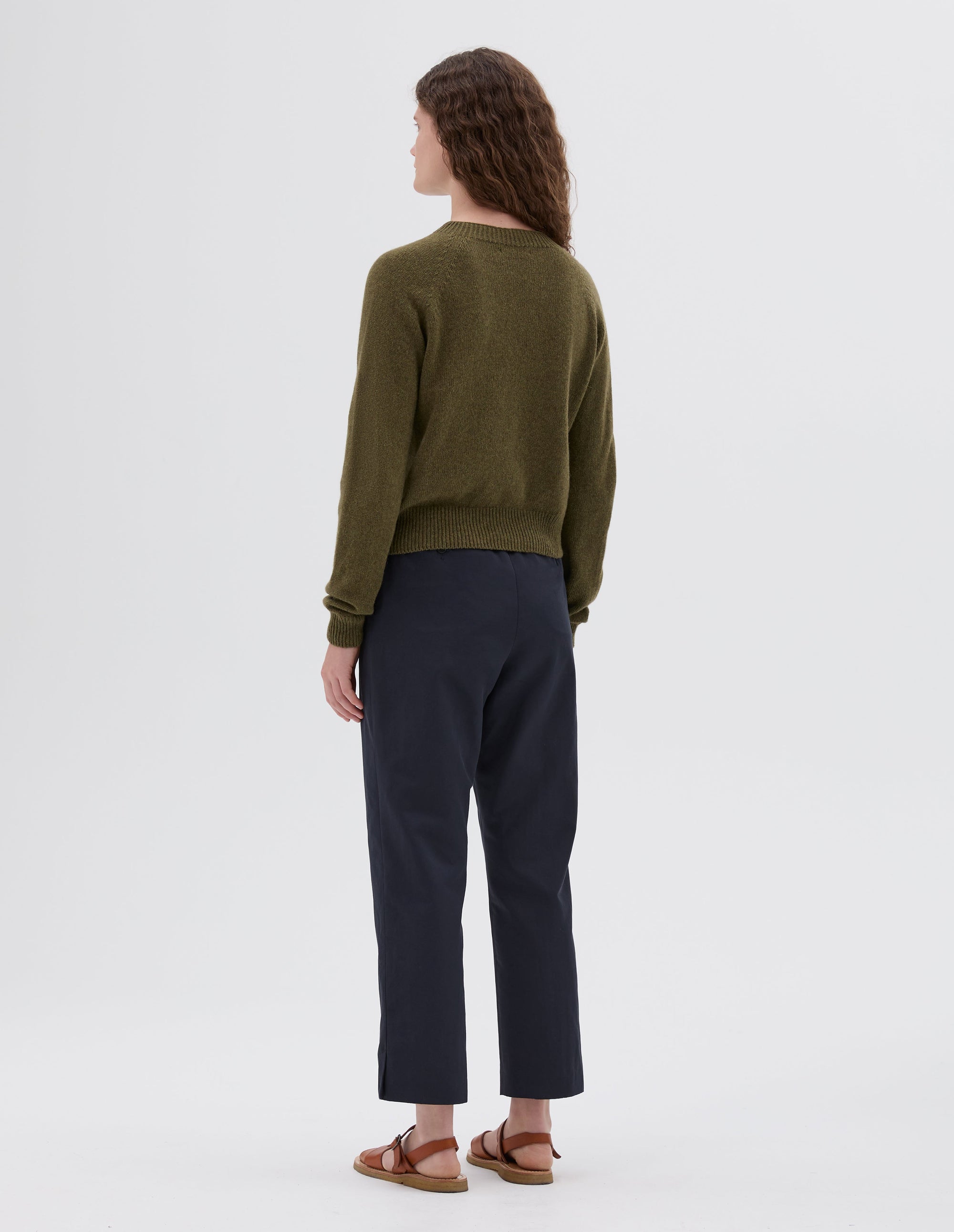 Pull col rond classique court - Green