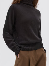 Pull à col roulé en lin - Grey & Black