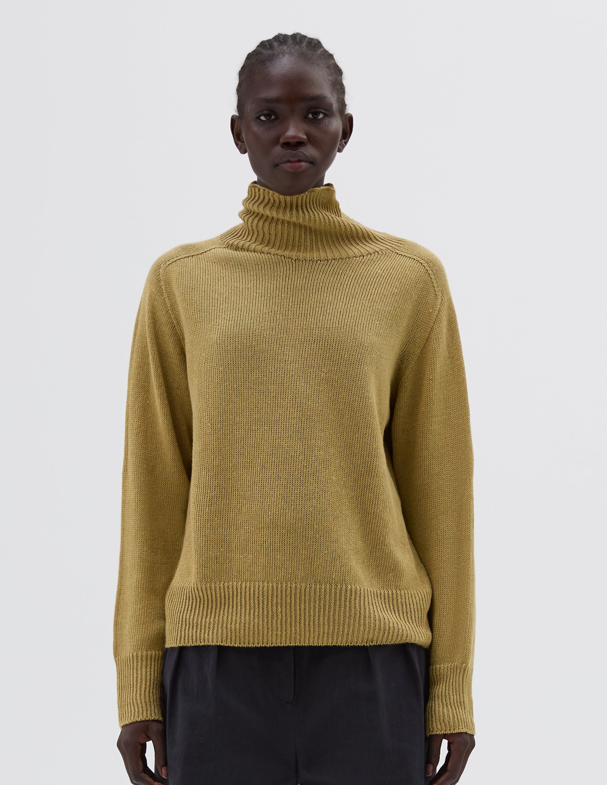Pull col roulé sans coutures - Green & Yellow & Beige