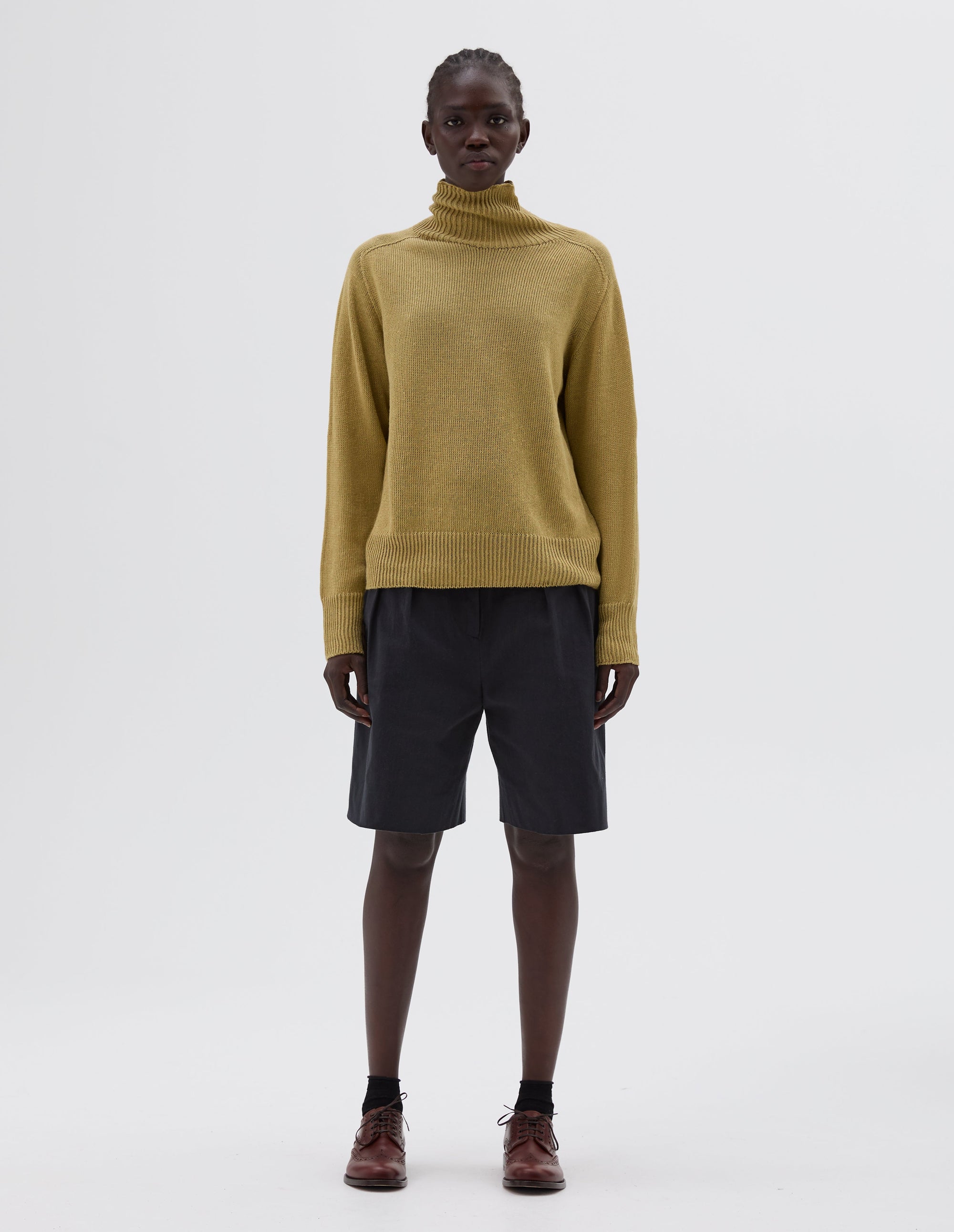 Pull col roulé sans coutures - Green & Yellow & Beige
