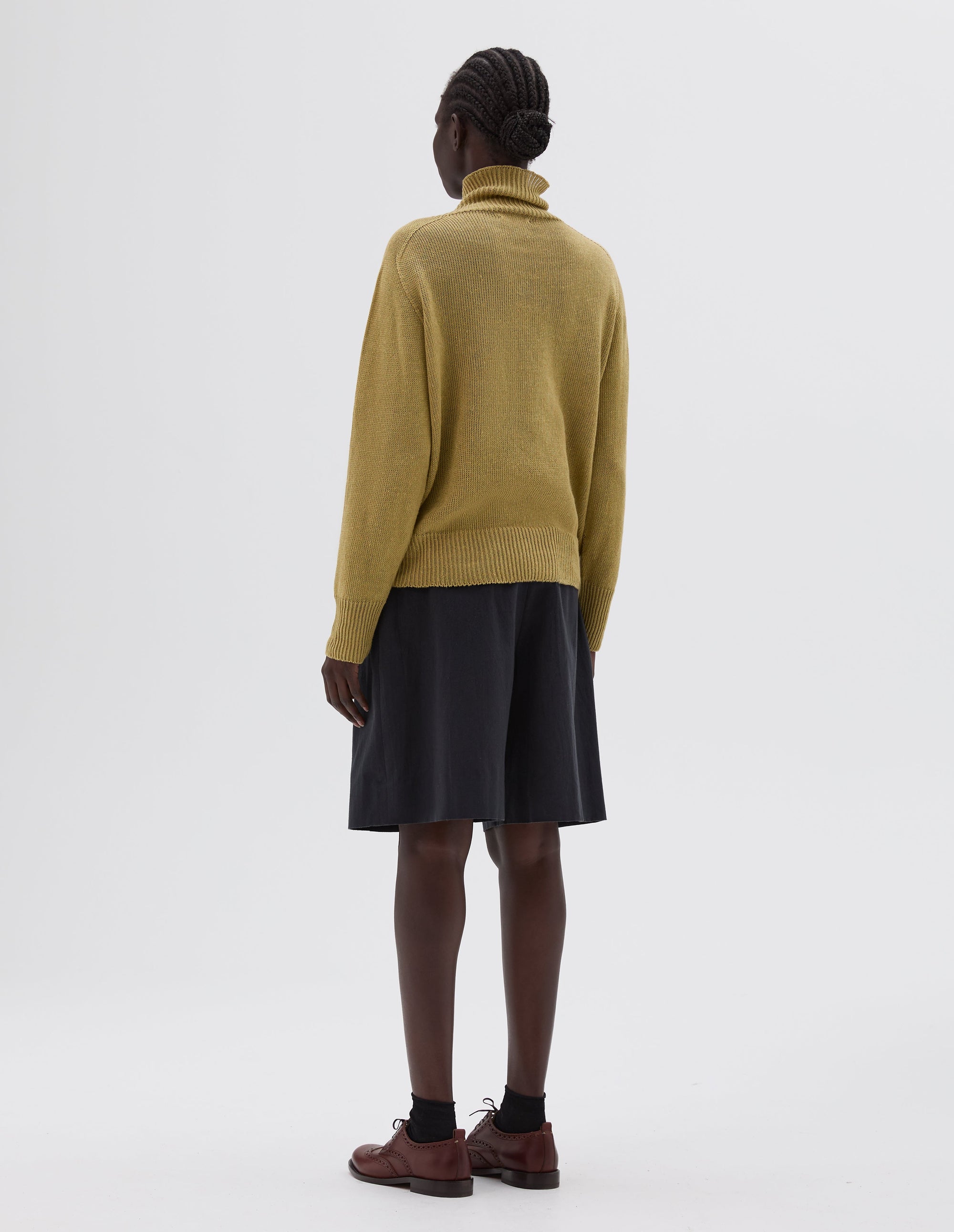 Pull col roulé sans coutures - Green & Yellow & Beige