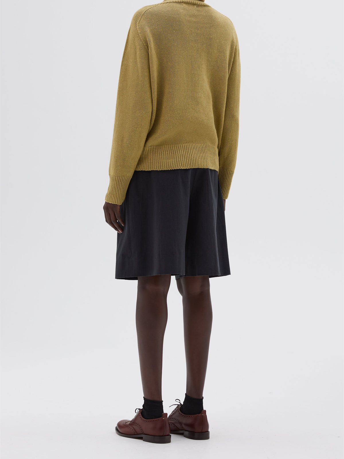 Pull à col roulé en lin - Green & Yellow