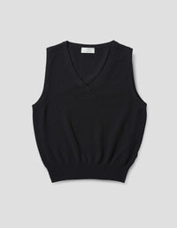 Débardeur col V en maille piquée - Black