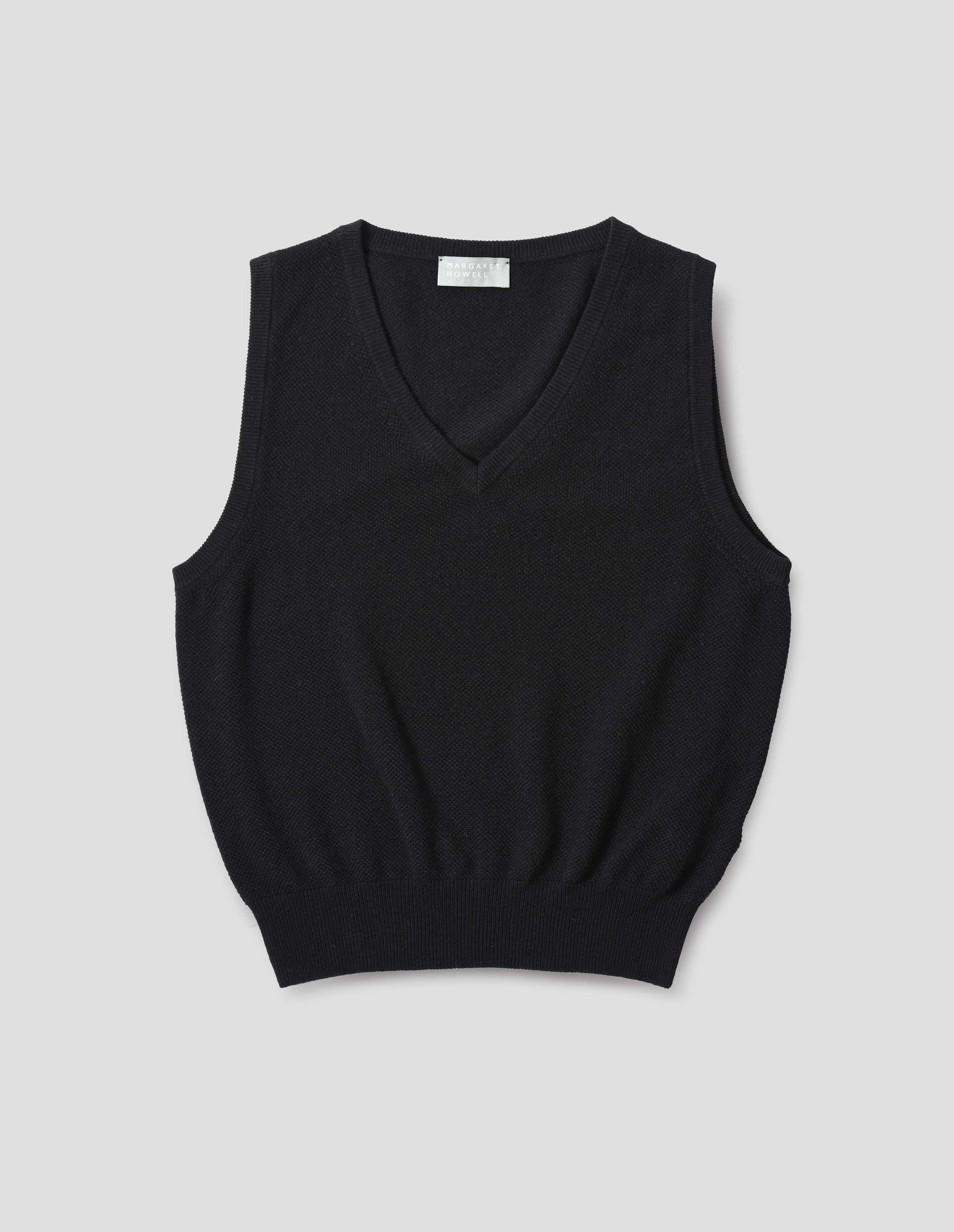 Débardeur col V en maille piquée - Black