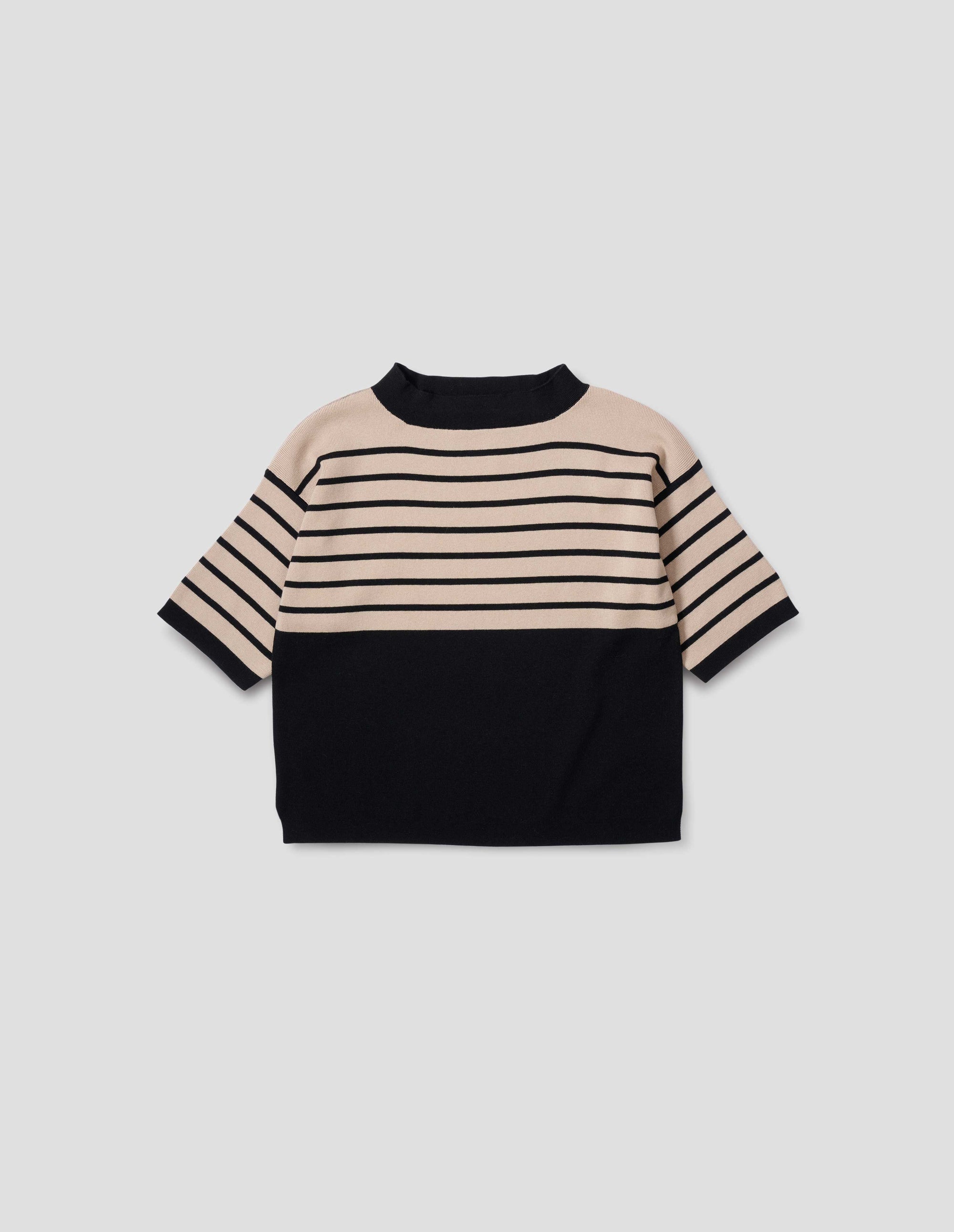 Pull breton à empiècement - Black & Oatmeal