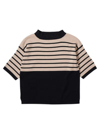 Pull breton à empiècement - Black & Oatmeal
