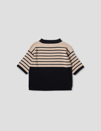 Pull breton à empiècement - Black & Oatmeal