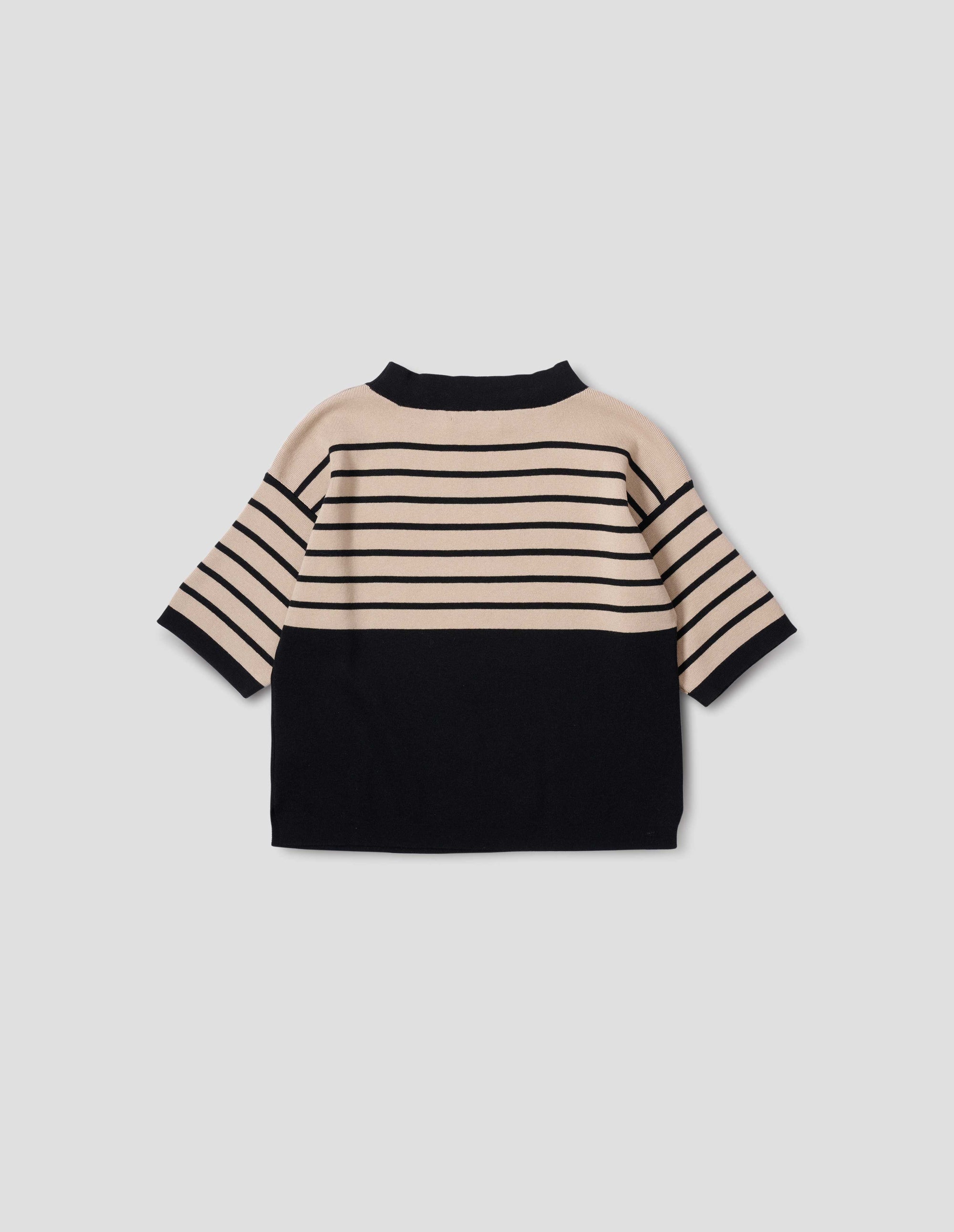Pull breton à empiècement - Black & Oatmeal