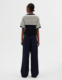 Pull breton à empiècement - Navy & Ecru