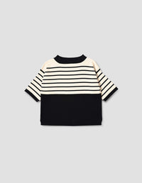 Pull breton à empiècement - Navy & Ecru