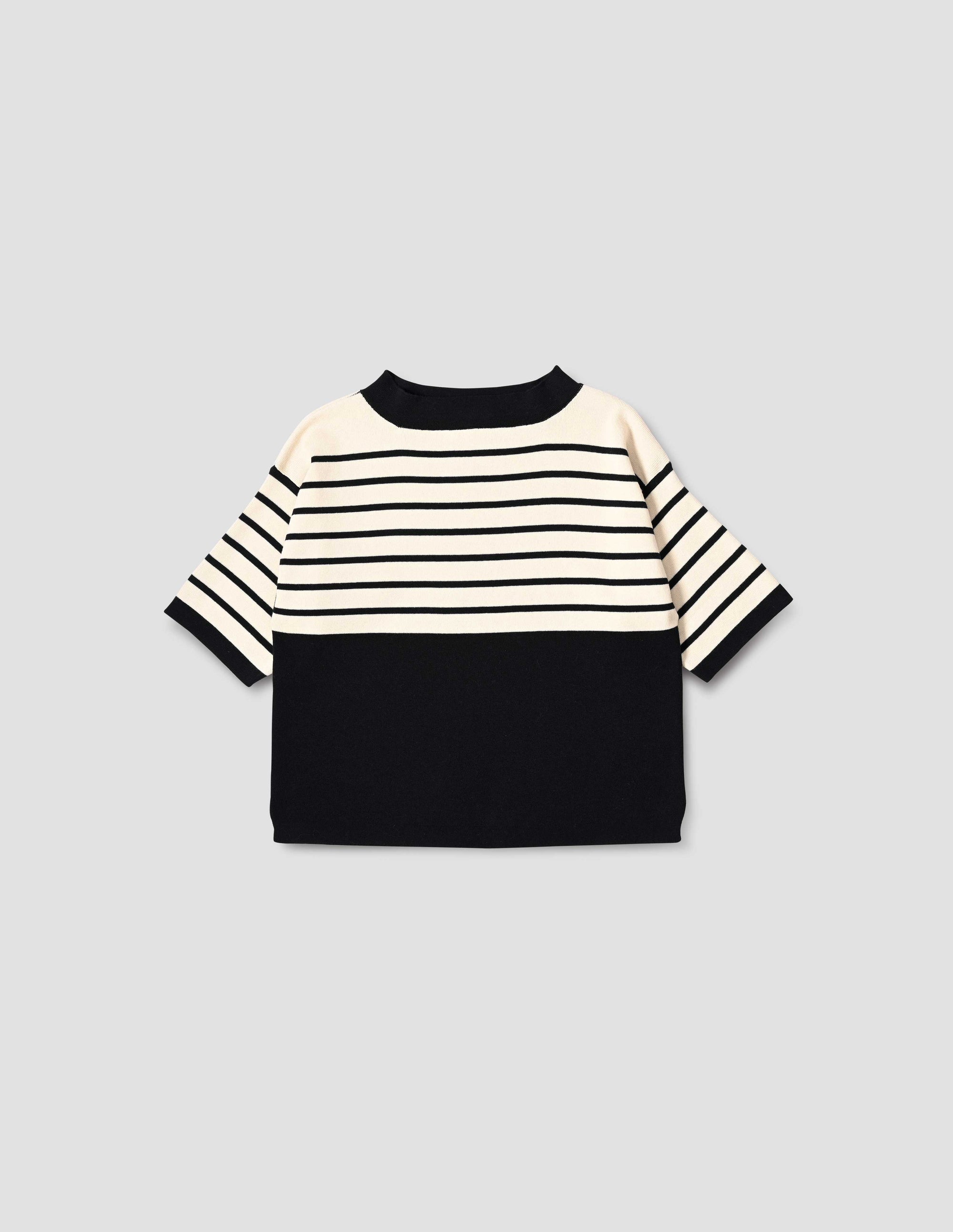 Pull breton à empiècement - Navy & Ecru