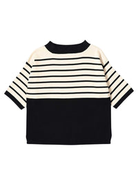 Pull breton à empiècement en cachemire mélangé - Navy & Ecru