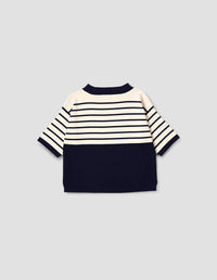 Pull breton à empiècement - Navy & Ecru