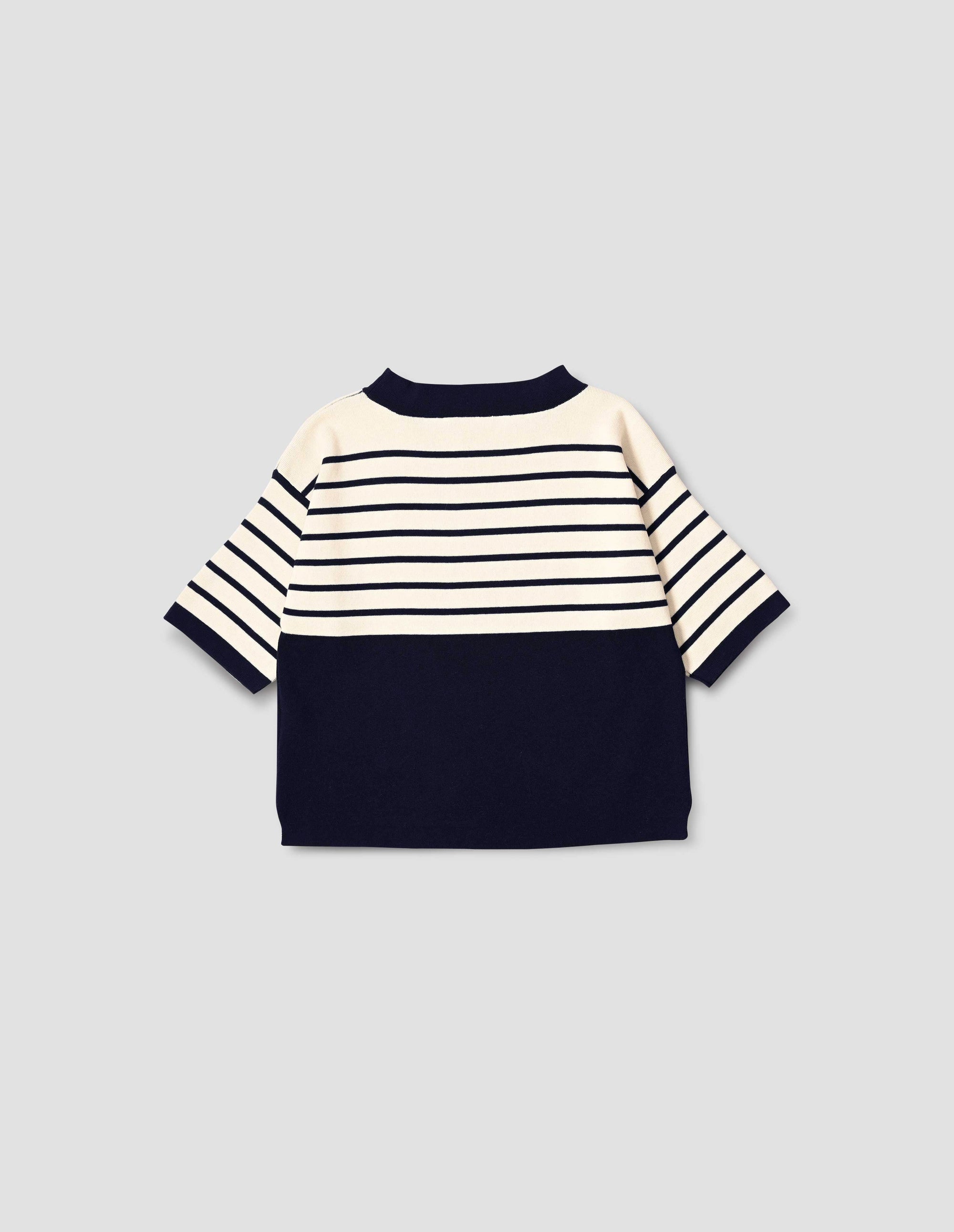 Pull breton à empiècement - Navy & Ecru