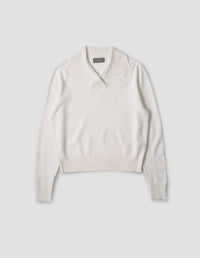 Pull polo à col croisé - White