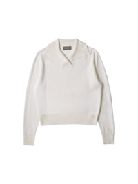 Pull polo à col croisé en laine - White