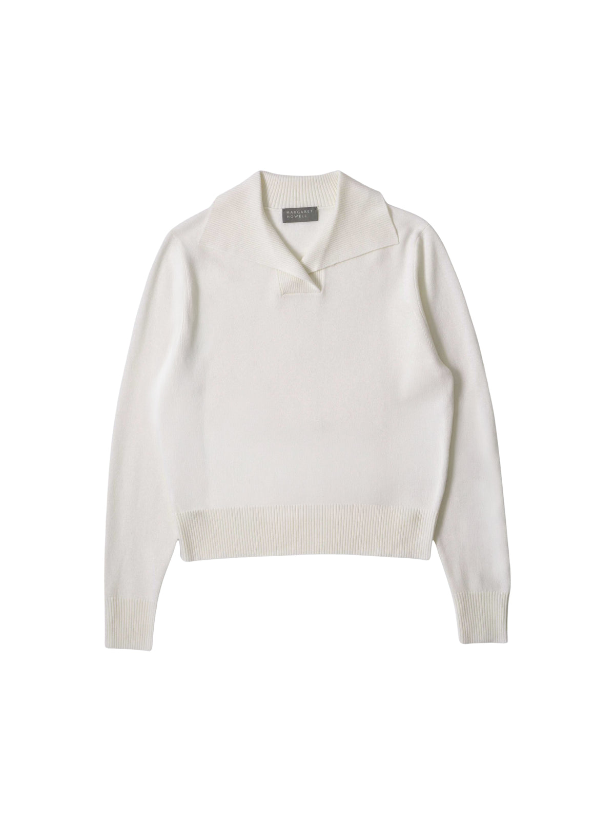 Pull polo à col croisé en laine - White