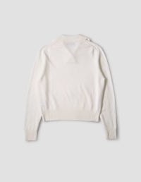 Pull polo à col croisé - White