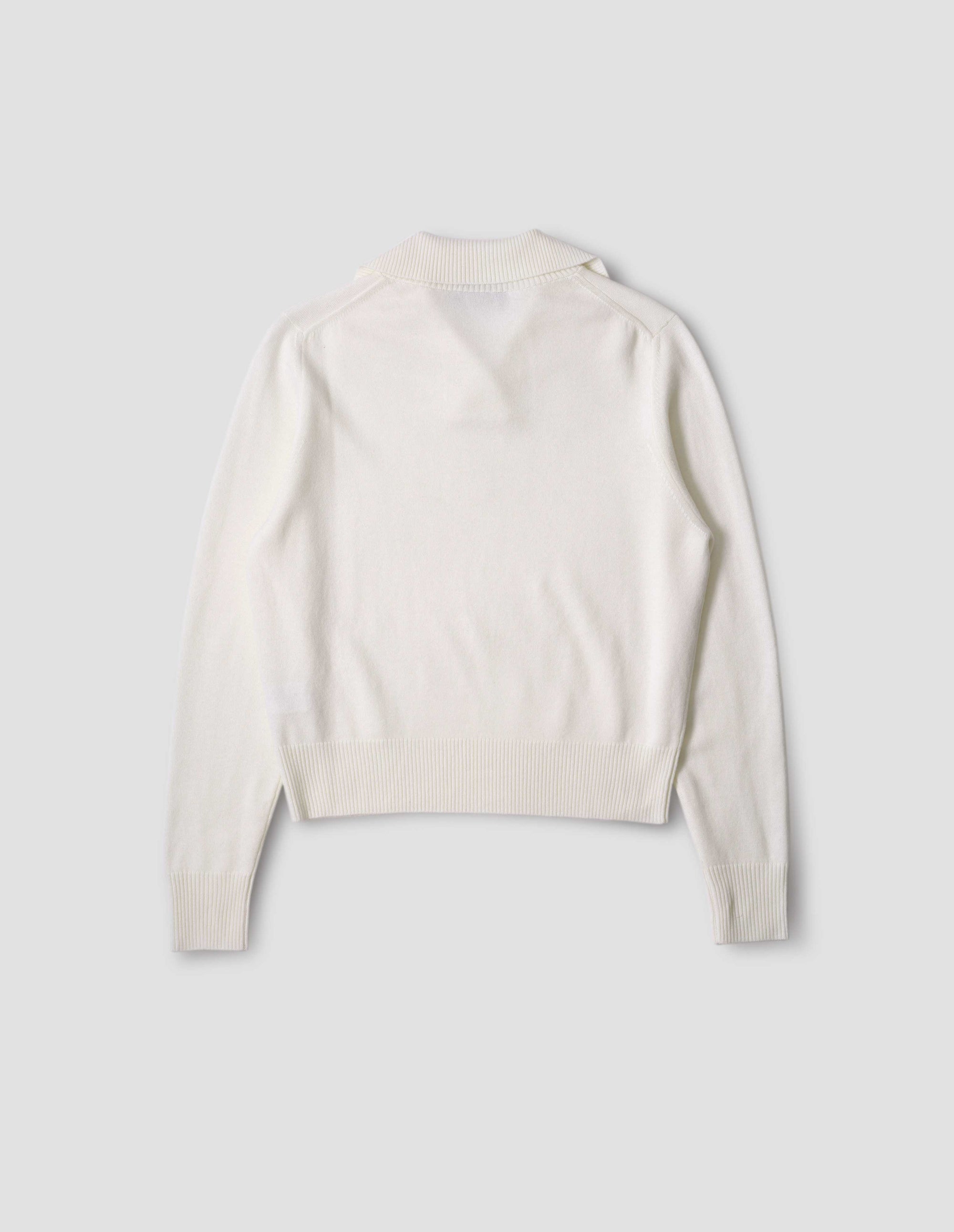 Pull polo à col croisé - White